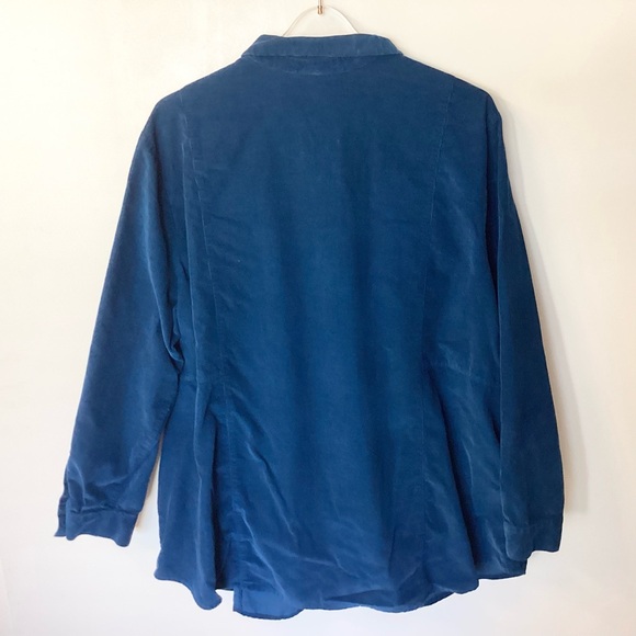 J.Jill Long Sleeve Corduroy Button Up Shirt / Shacket with Pockets - Blue - 3X - Picture 5 of 7
